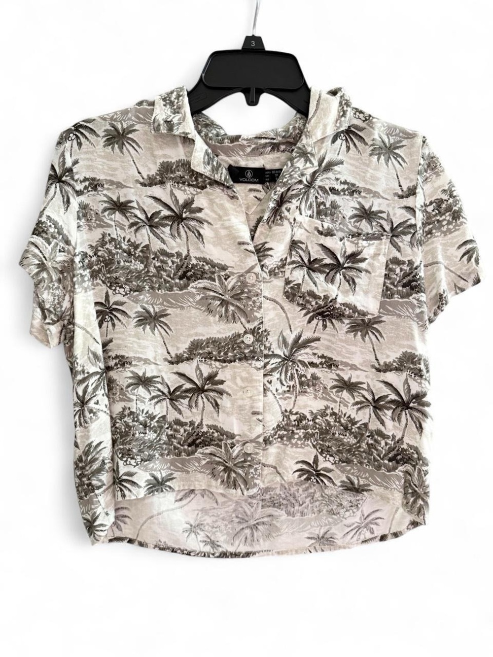 Volcom Neutral Palm-Print Short-Sleeve button down Shirt